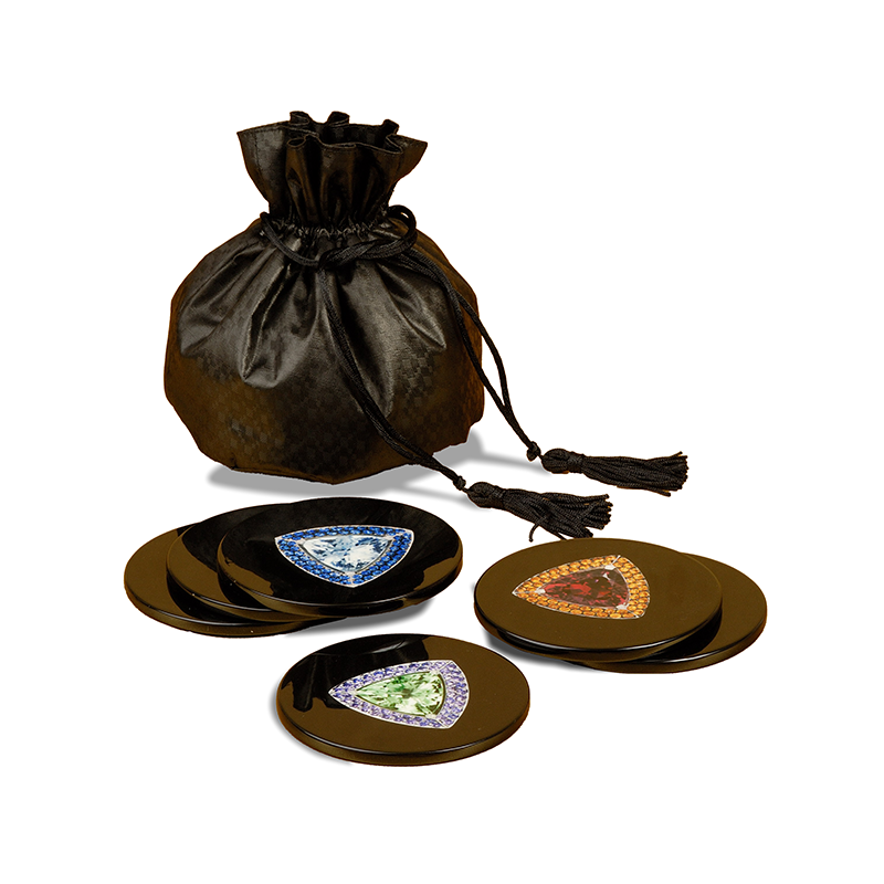 BLACK CIRCLE COASTERS & BAG