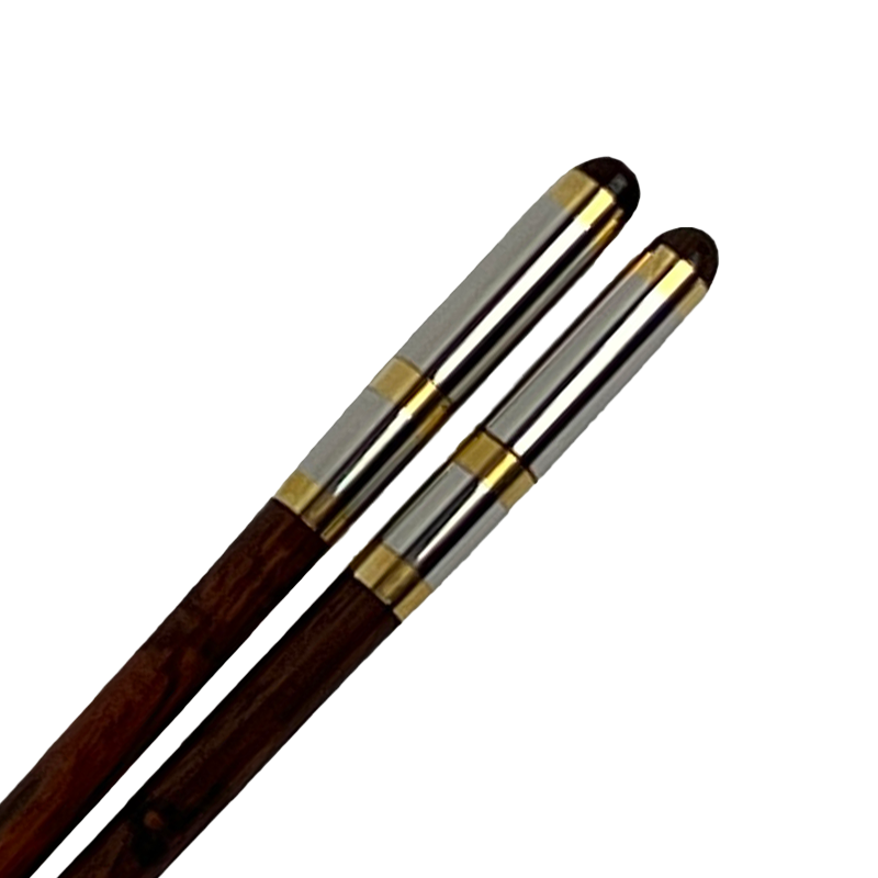 CHOPSTICK ROSEWOOD GOLD AND SILVER HEAD