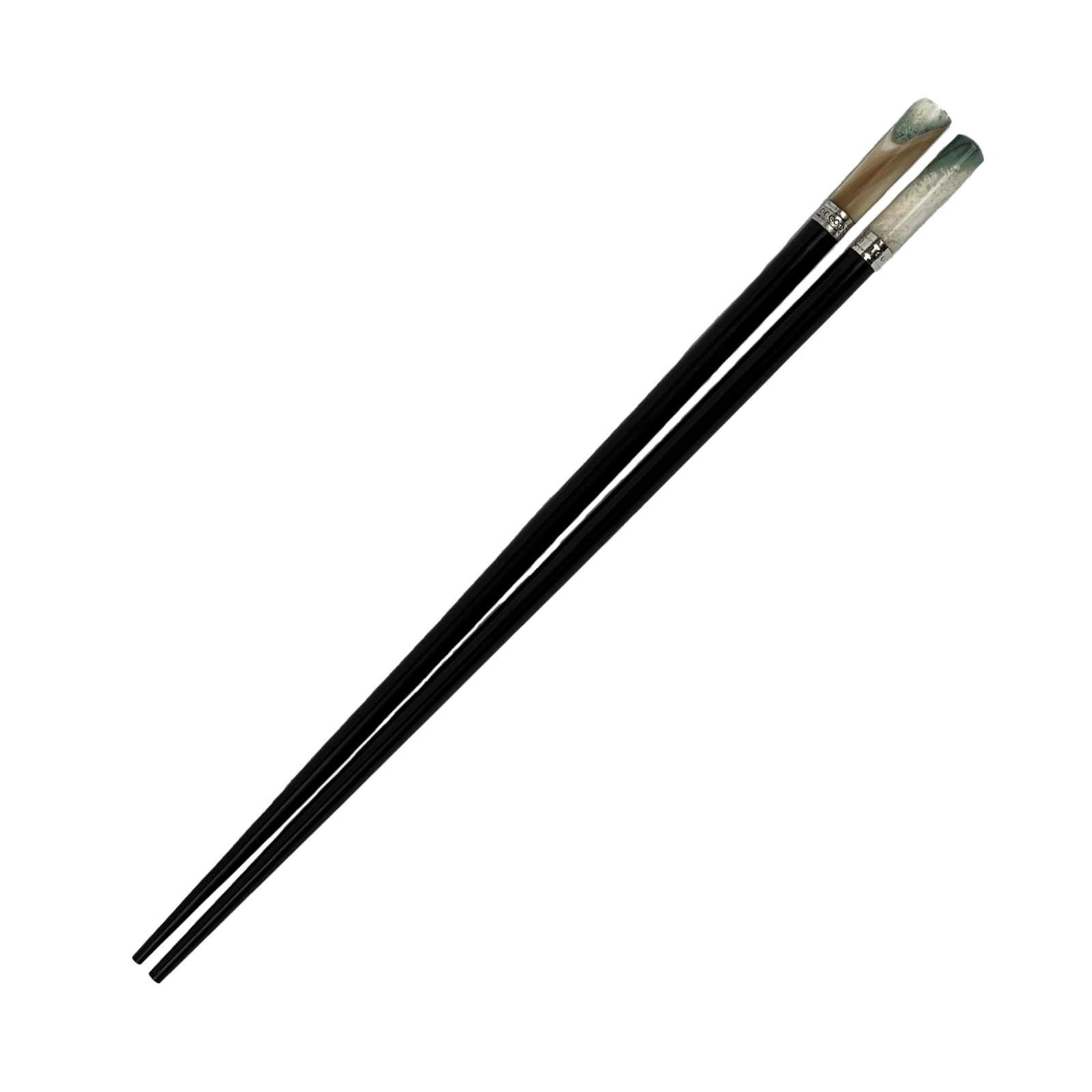 CHOPSTICK EBONY 3CM MOP ROUND HEAD SILVER RING