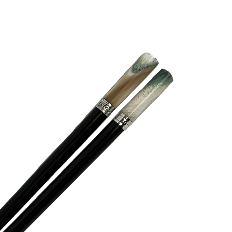 CHOPSTICK EBONY 3CM MOP ROUND HEAD SILVER RING