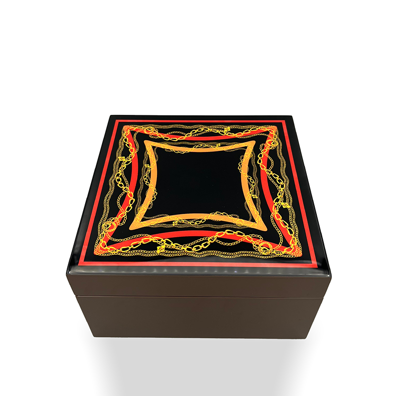 JEWELRY BOX SQUARE BROWN & PATTERN